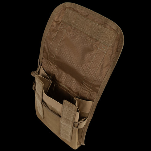 Open Condor 36 Single Rifle Case in brown, featuring multiple internal compartments and Velcro closure, perfect for bushcraft or shooting range use, shown from above at an angle.
